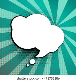 Speech colored bubble Pop-Art Style. Pop art comic blue background space for comments. Explosion bubble collision - funny balloon comics book template. Vector illustration