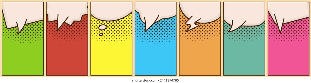 Speech comic card set. Comic book page. Vector illustration.