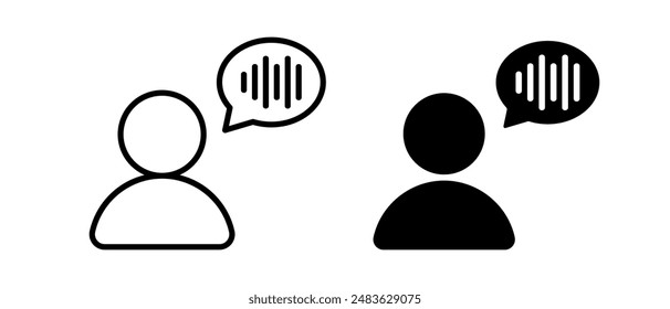 Speech command  icon vector set. User with bubble symbol