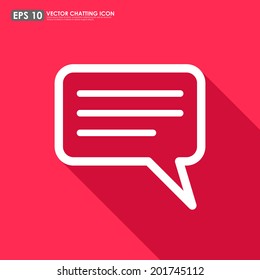 Speech or comment bubble on red background - vector icon