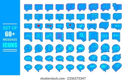 Discurso, comunicación, burbujas de diálogo - conjunto de iconos realistas. Ilustración vectorial 3d. Icono de mensaje de chat de redes sociales.