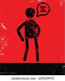Speech concept,human resource design on red background,grunge vector