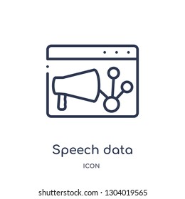 speech data interface audio icon from user interface outline collection. Thin line speech data interface audio icon isolated on white background.
