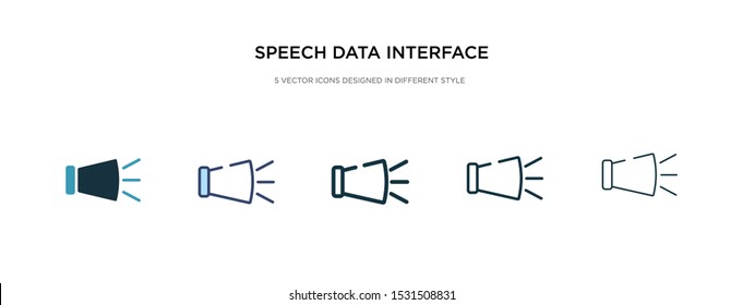 speech data interface audio icon in different style vector illustration. two colored and black speech data interface audio vector icons designed in filled, outline, line and stroke style can be used