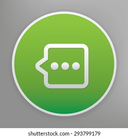 Speech design icon on green button, clean vector