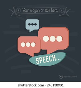 Speech design on blackboard background,clean vector