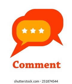 Speech design on blue flat button,clean vector