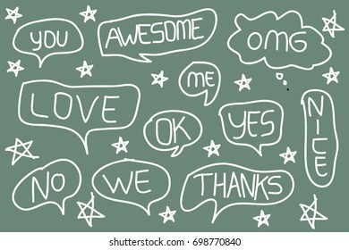 Speech Expressing Bubble Doodle Set.