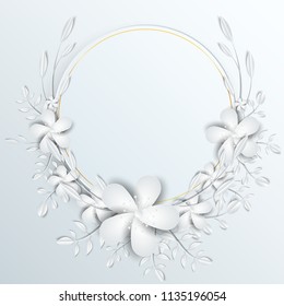 Speech  frame with white cut out paper flowers