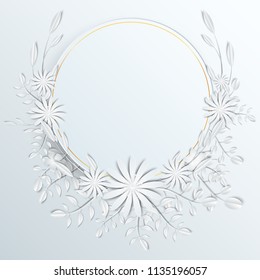 Speech  frame with white cut out paper flowers