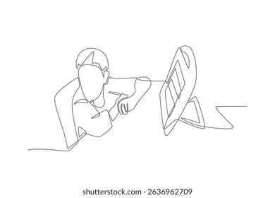 Speech generating devices concept one-line drawing