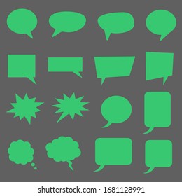 burbujas verdes del habla. cuadros de diálogo en blanco aislados en fondo gris. ilustración vectorial