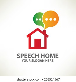 Speech home design,logo template,clean vector
