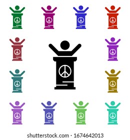 Speech, human multi color style icon. Simple glyph, flat vector of peace and humanrights icons for ui and ux, website or mobile application