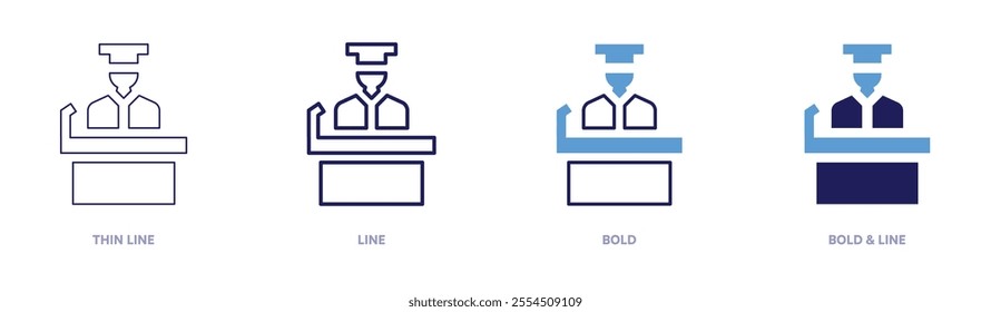 Speech icon in 4 different styles. Thin Line, Line, Bold, and Bold Line. Duotone style. Editable stroke.