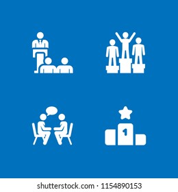 speech icon. 4 speech set with conference, podium and chat vector icons for web and mobile app