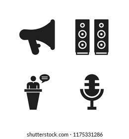 speech icon. 4 speech vector icons set. lecture, mic and speaker icons for web and design about speech theme