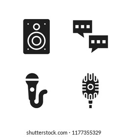 speech icon. 4 speech vector icons set. chat, speaker and microphone icons for web and design about speech theme