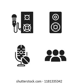 speech icon. 4 speech vector icons set. microphone, audience and speaker icons for web and design about speech theme