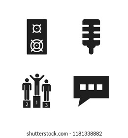 speech icon. 4 speech vector icons set. speaker, microphone and podium icons for web and design about speech theme