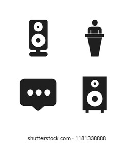 speech icon. 4 speech vector icons set. speaker, lecture and speech bubble icons for web and design about speech theme