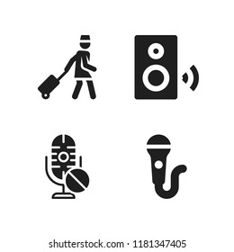 speech icon. 4 speech vector icons set. speaker, assistant and microphone icons for web and design about speech theme