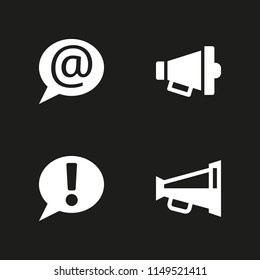 speech icon. 4 speech vectors with chat and megaphone icons for web and mobile app
