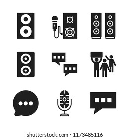 speech icon. 9 speech vector icons set. speaker, chat and speech bubble icons for web and design about speech theme