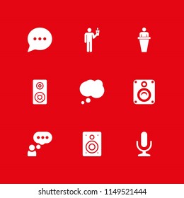 speech icon. 9 speech vectors with chat, speaker, thinking and lecture icons for web and mobile app