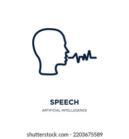 speech icon from artificial intellegence and future technology collection. Thin linear speech, bubble, communication outline icon isolated on white background. Line vector speech sign, symbol for web 