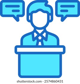 Speech Icon Blue Color Vector Illustration