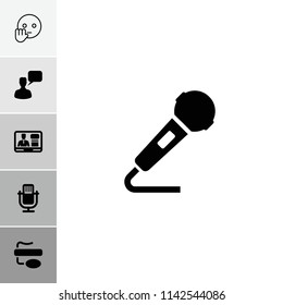 Speech icon. collection of 6 speech filled and outline icons such as chatting man, microphone, tv speaker, bye emot. editable speech icons for web and mobile.