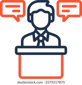 Speech Icon Color Line Vector Illustration