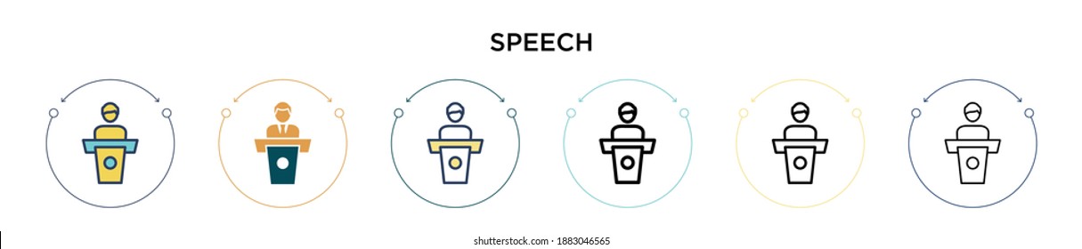 Icono de voz en estilo relleno, delgado, contorno y trazo. Ilustración vectorial de dos iconos de los vectores de voz en color y negro se puede utilizar para móviles, ui, web