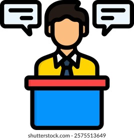 Speech Icon Lineal Color Vector Illustration