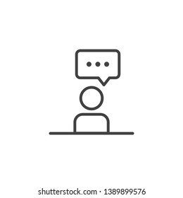 Speech icon. Linear design symbol with thin line and monochrome outline minimal style. Editable stroke.