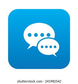 Speech icon on blue button background,clean vector