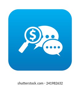 Speech icon on blue button background,clean vector