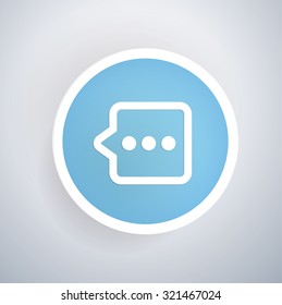 Speech icon on blue button background, clean vector