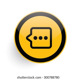Speech icon on yellow button background,clean vector