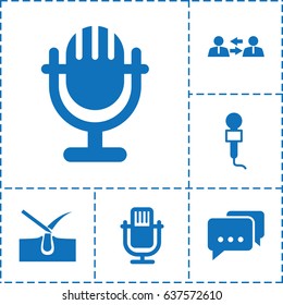 Speech icon. set of 6 speech filled icons such as shave hair in skin, microphone, communication