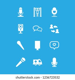 speech icon set about speaking, microphone, chat and announcement vector set