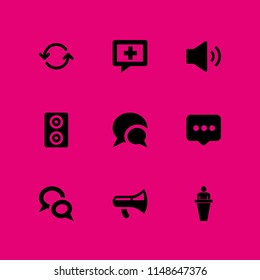 speech icon set. chat, speaker and megaphone vector icon for graphic design and web
