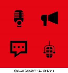 speech icon set. microphone, announcement and chat bubble vector icon for graphic design and web