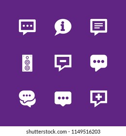 speech icon set. speaker, chat bubble and chat vector icon for graphic design and web
