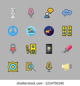 speech icon set. vector set about megaphone, microphone, lecture and speaker icons set.