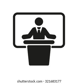 The speech icon. Speak and broadcaster, orator, presentation, conference symbol. Flat Vector illustration
