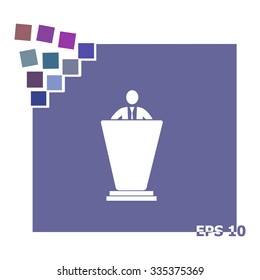 The speech icon. Speak and broadcaster, orator, presentation, conference symbol.