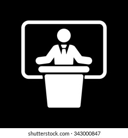 The speech icon. Speak and broadcaster, orator, presentation, conference symbol. Flat Vector illustration