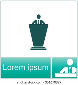 The speech icon. Speak and broadcaster, orator, presentation, conference symbol.